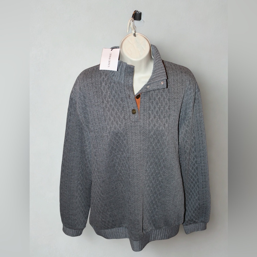 Men’s Crown & Cross Gray Sweater with Tan Accents Large